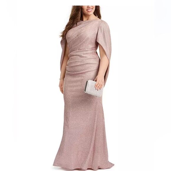 Betsy & Adam Galaxy Glitter Draped Gown NWOT - Picture 1 of 7